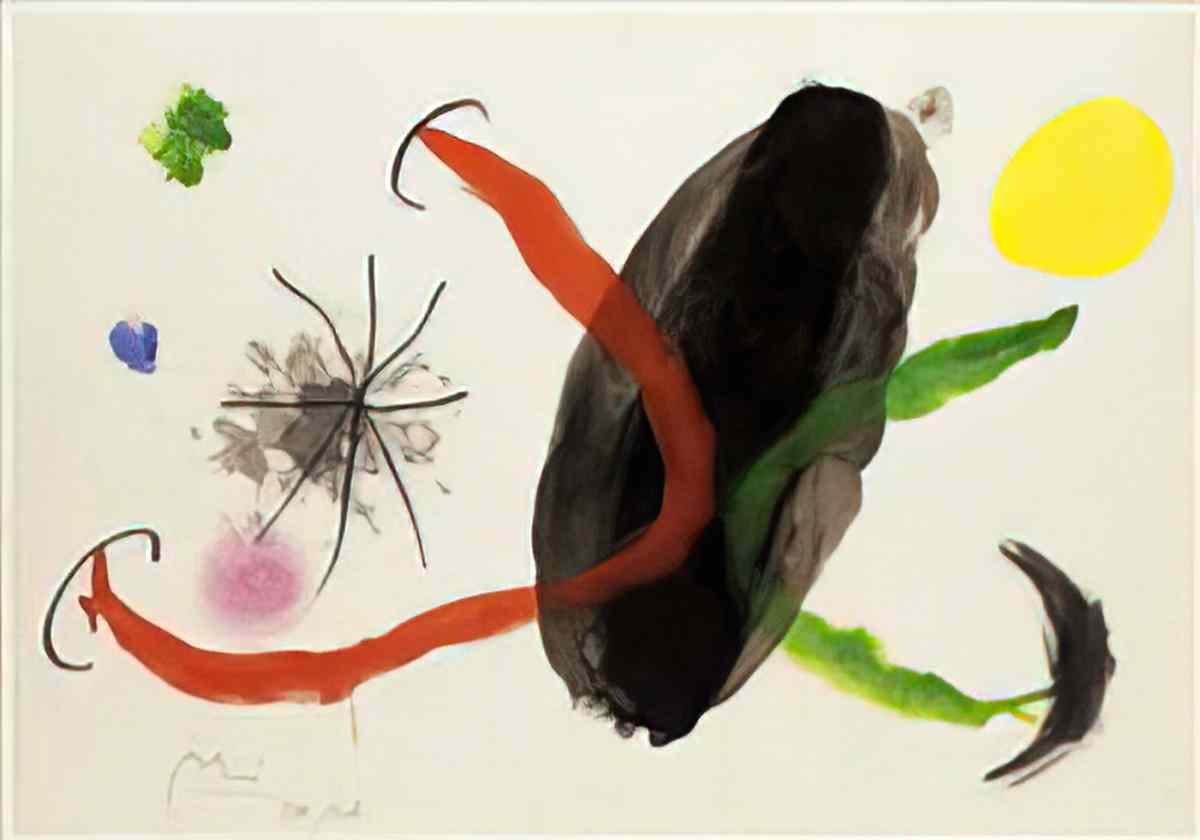 Joan Miro composition pour le lezard aux plumes dor1 Art A4 Photo Print