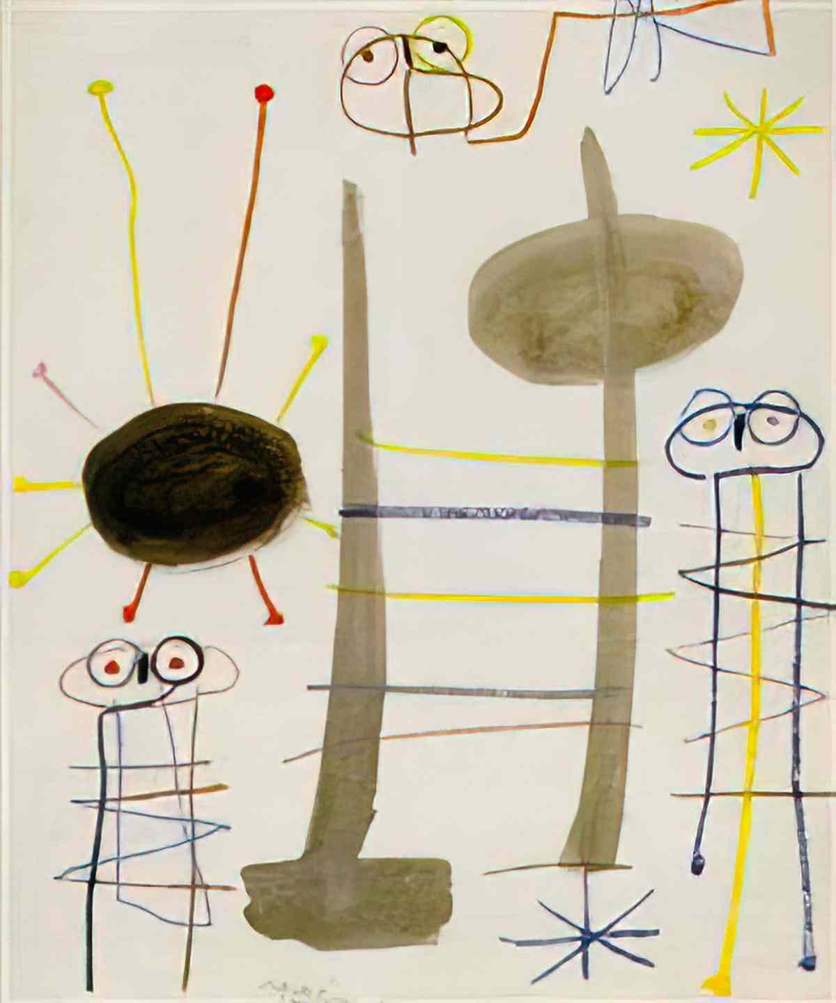 Joan Miro chien attaquant un oiseau Art A4 Photo Print