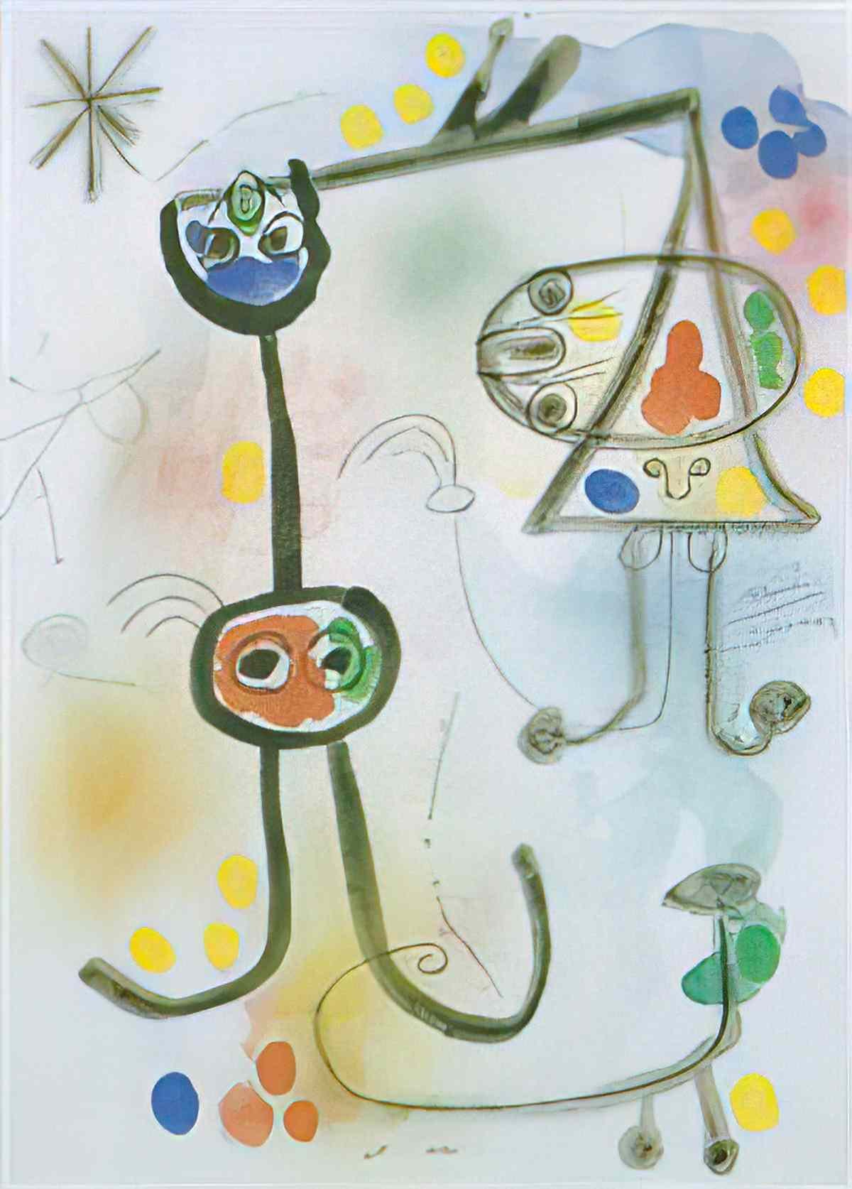 Joan Miro composition pour le lezard aux plumes dor1 Art A4 Photo Print