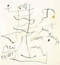 Joan Miro composition two headed figure with bird Art A4 Photo Print