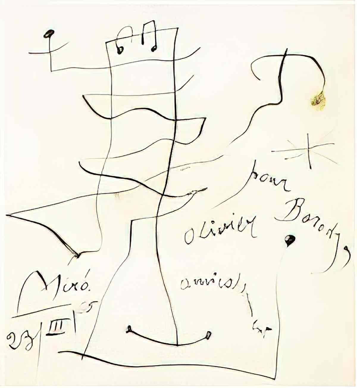 Joan Miro composition two headed figure with bird Art A4 Photo Print