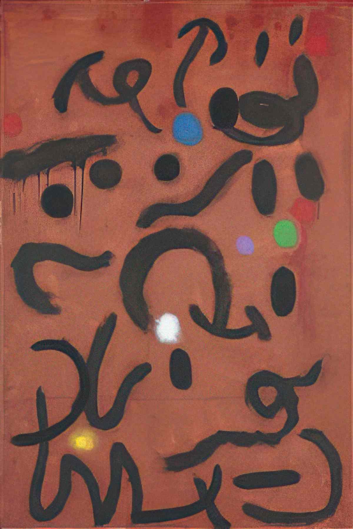 Joan Miro ecriture sur fond rouge writing on red background Art A4 Photo Print