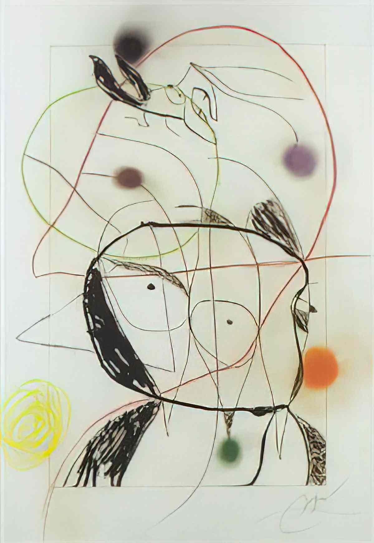 Joan Miro couple damoureux aveugles par le noir Art A4 Photo Print