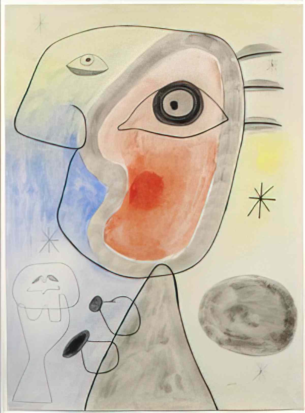 Joan Miro femme et oiseau devant le soleil 2 Art A4 Photo Print