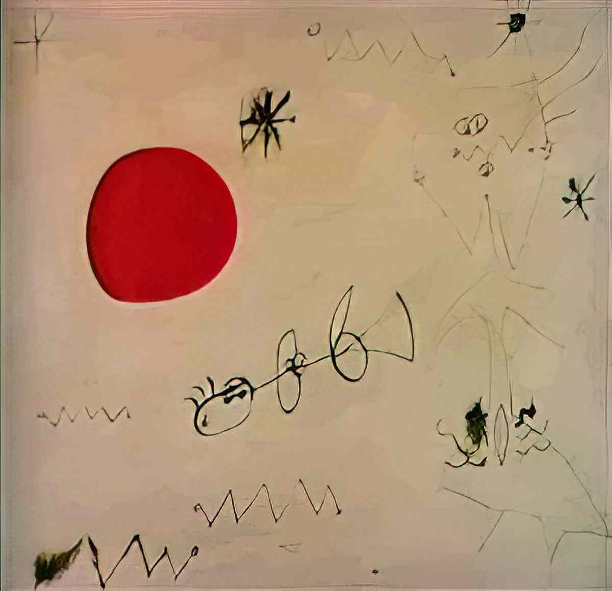 Joan Miro femme et oiseau devant le soleil4 Art A4 Photo Print