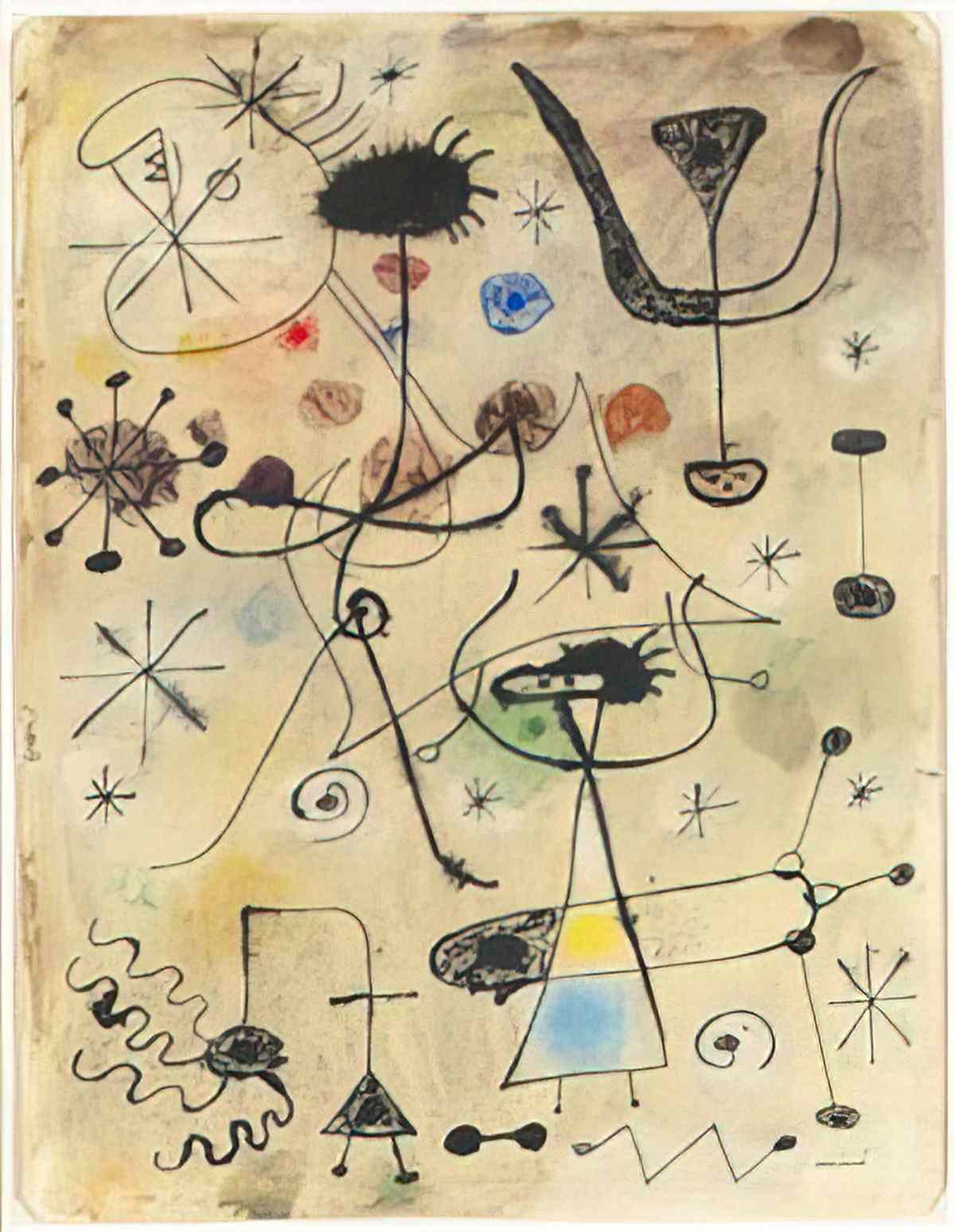 Joan Miro femme oiseau étoiles1 Art A4 Photo Print