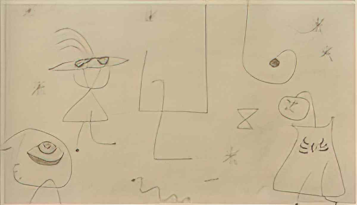Joan Miro figures et animaux dans un paysage Art A4 Photo Print