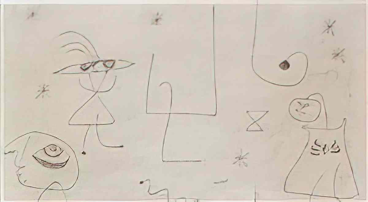 Joan Miro figures et animaux dans un paysage1 Art A4 Photo Print