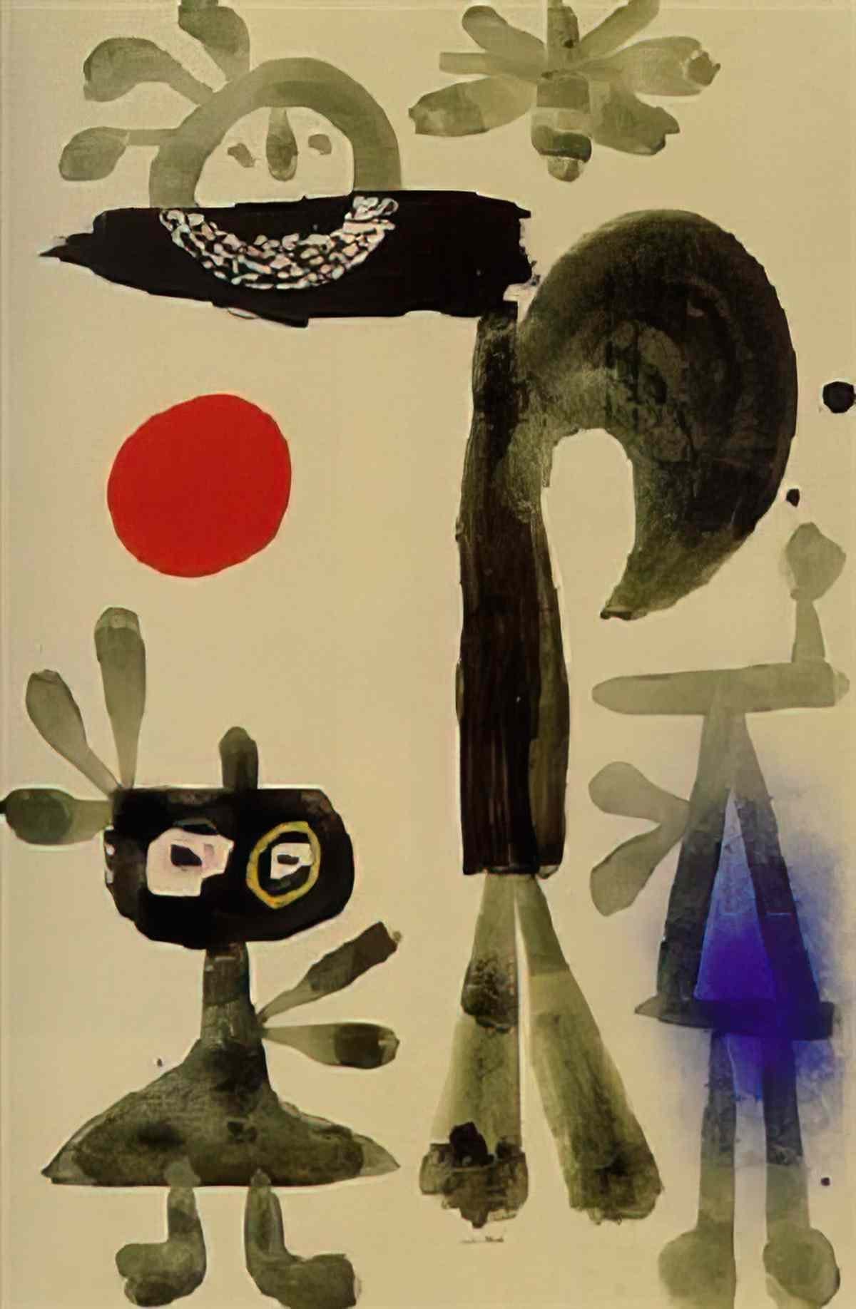 Joan Miro fillette et garcon sous le soleil Art A4 Photo Print