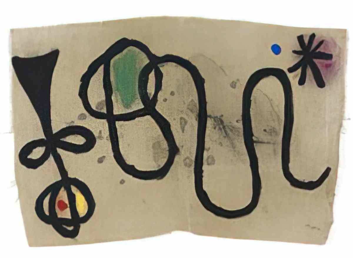 Joan Miro homme et serpent en face du soleil Art A4 Photo Print