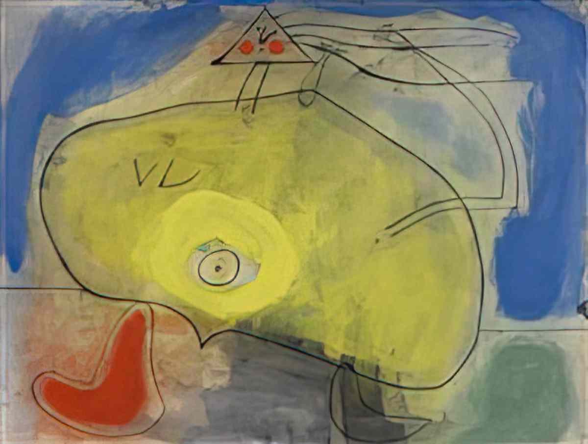 Joan Miro figures devant un volcan Art A4 Photo Print