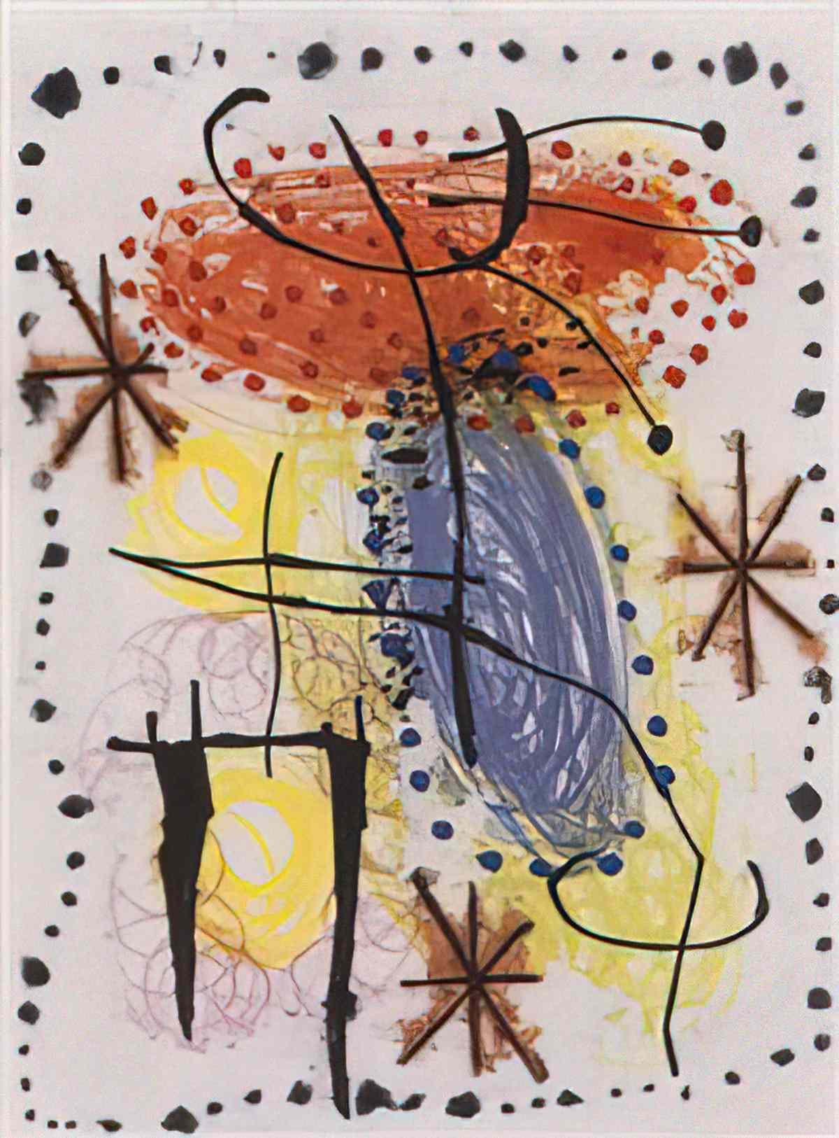 Joan Miro fleurs et papillon Art A4 Photo Print