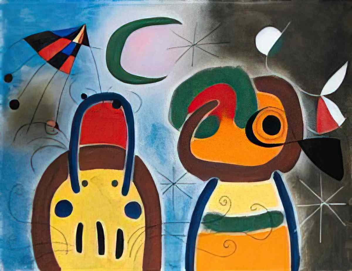 Joan Miro loiseau au plumage deploye vole vers larbre argente1 Art A4 Photo Print