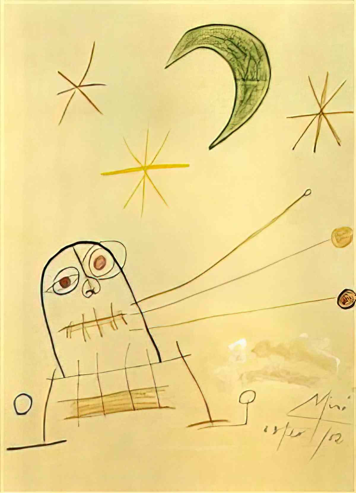 Joan Miro oiseau qui chante a la lune Art A4 Photo Print
