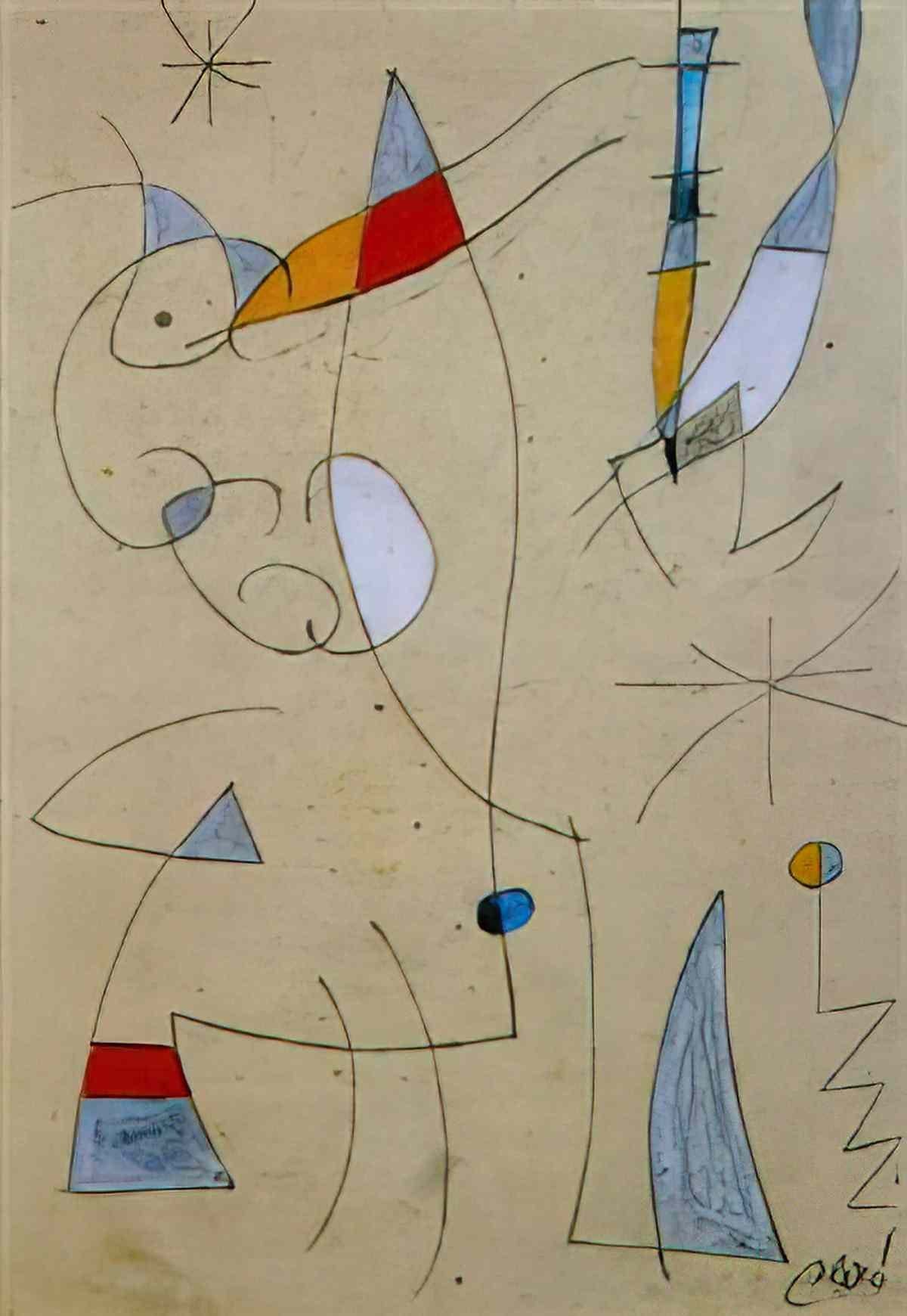 Joan Miro personnage oiseaux etoiles Art A4 Photo Print