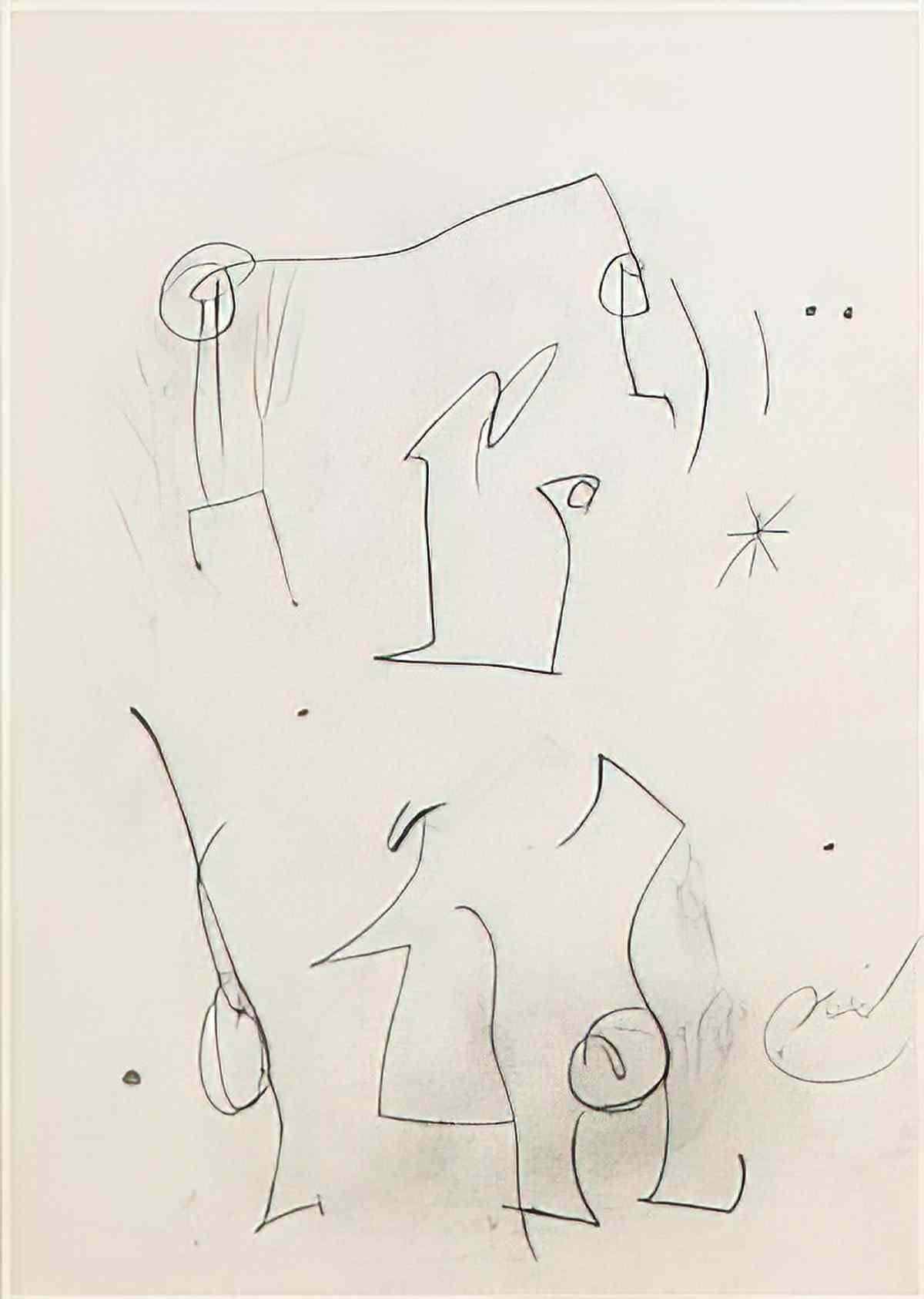 Joan Miro personnages etoiles Art A4 Photo Print
