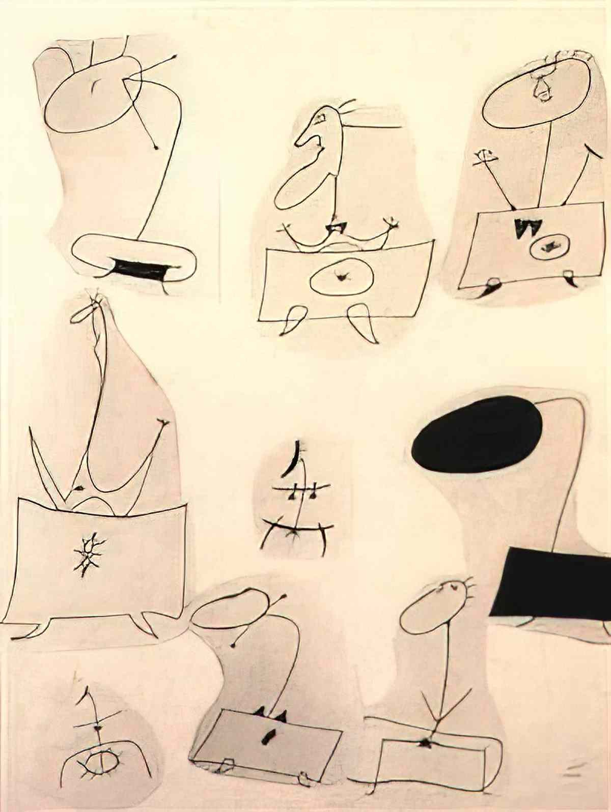 Joan Miro personnages20 Art A4 Photo Print