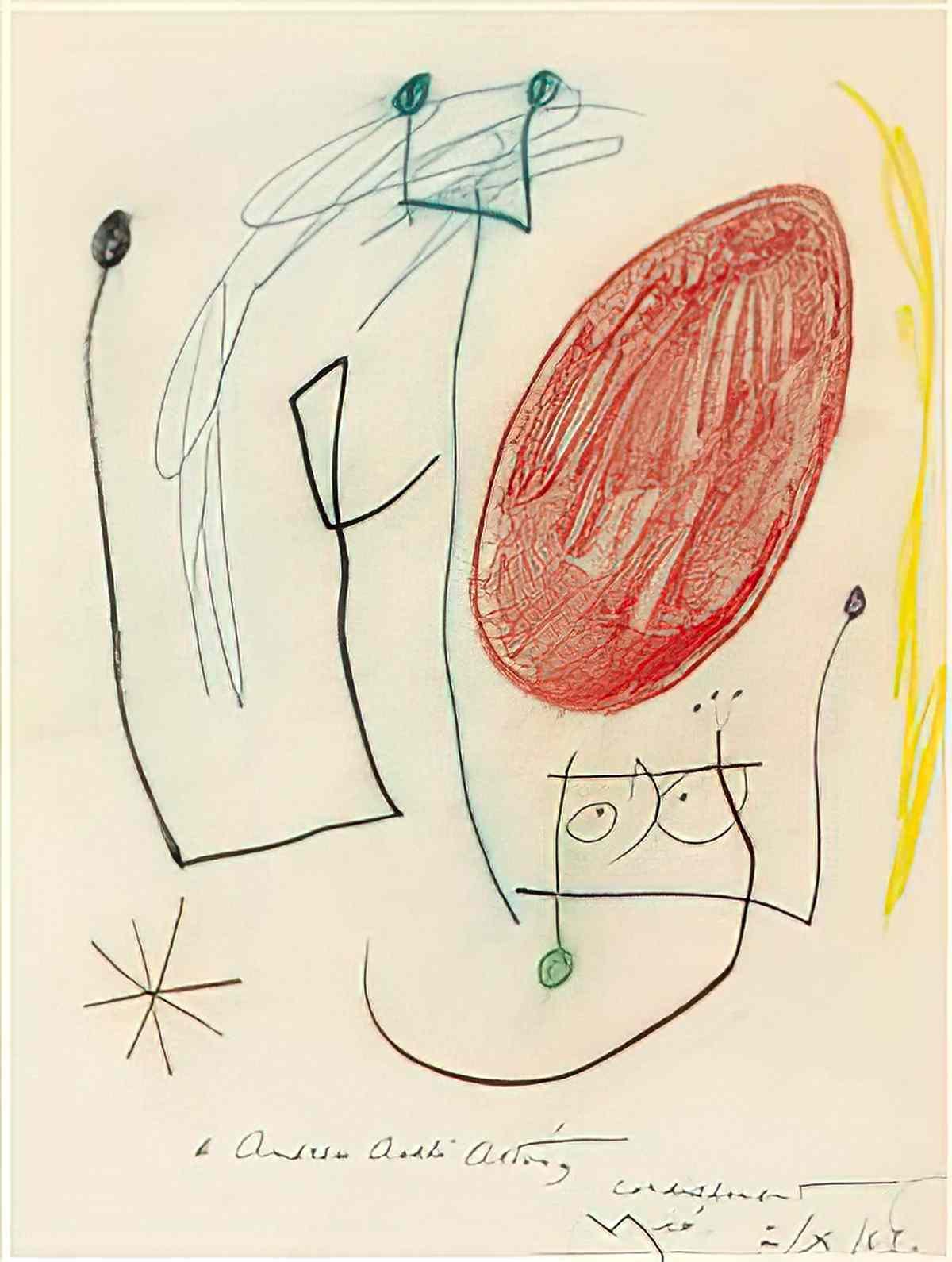 Joan Miro personnages7 Art A4 Photo Print