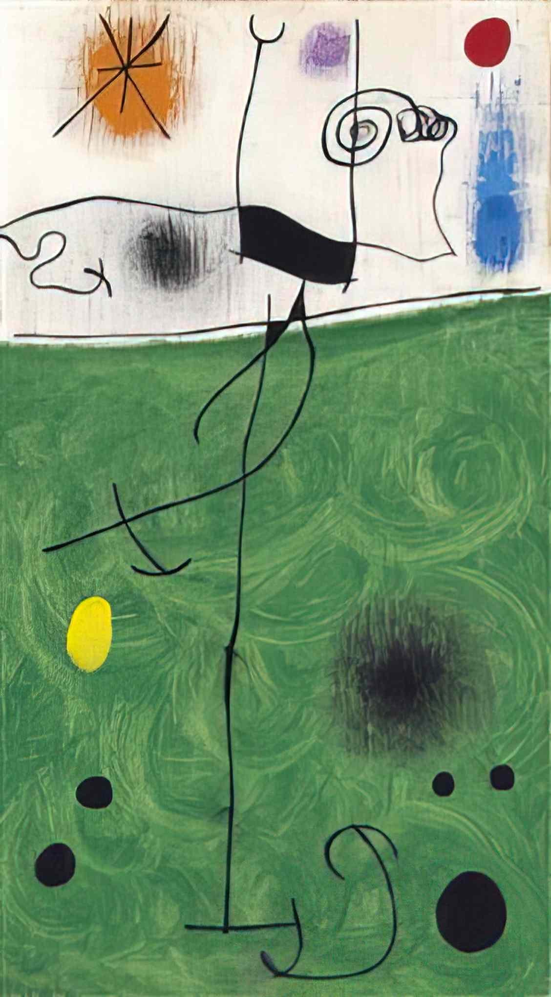 Joan Miro sur la verte prairie au lever du soleil Art A4 Photo Print