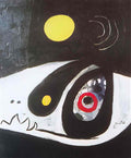 Joan Miro tete aux trois cheveux devant la lune Art A4 Photo Print