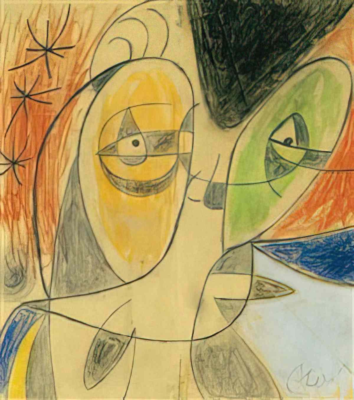 Joan Miro serie ii rouge et lavis bleu Art A4 Photo Print