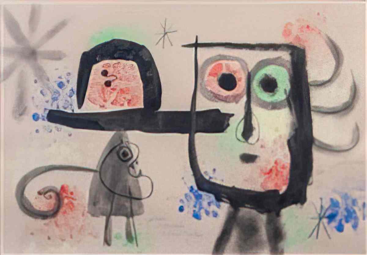 Joan Miro trois personnages 2 Art A4 Photo Print