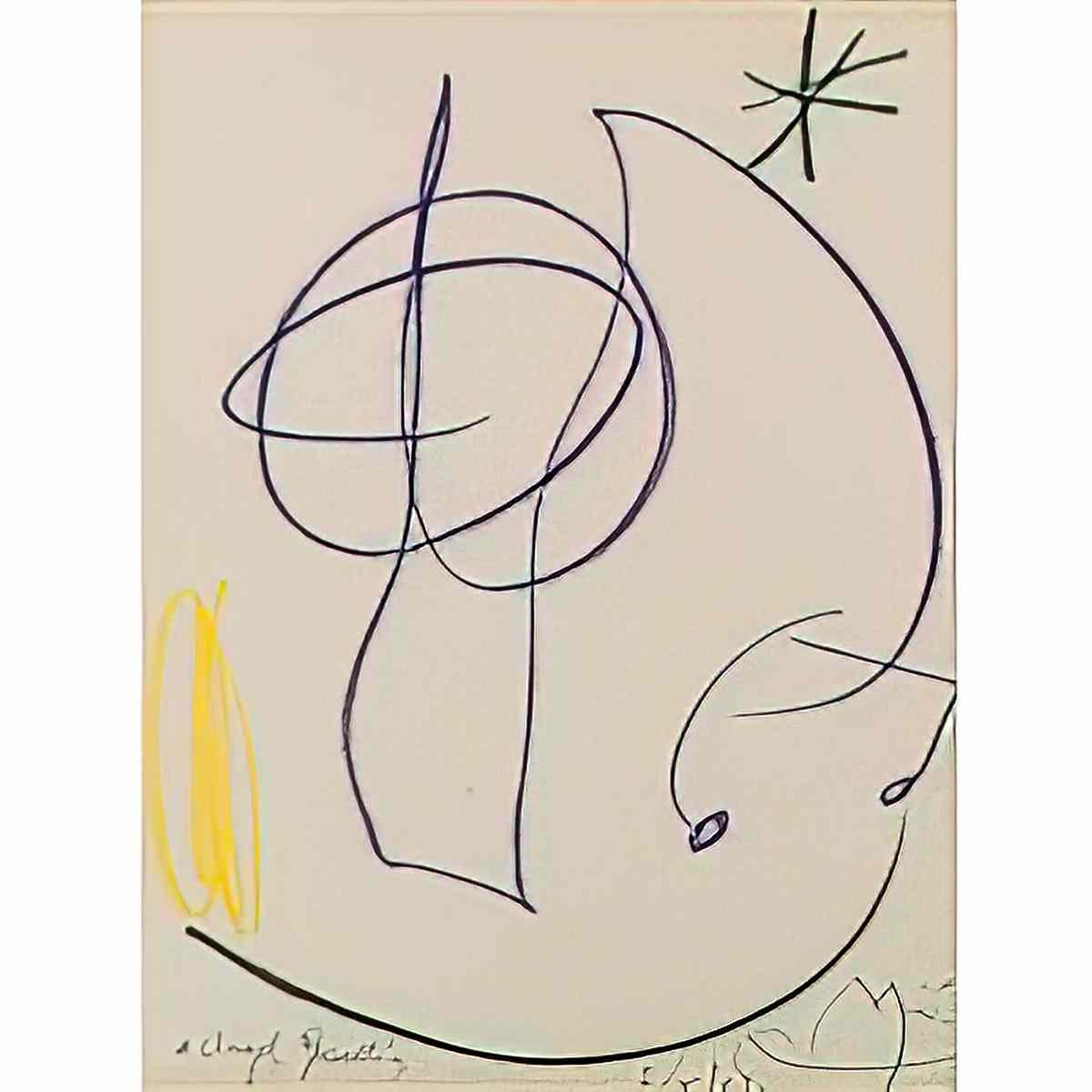 Joan Miro tete et oiseau 2 Art A4 Photo Print