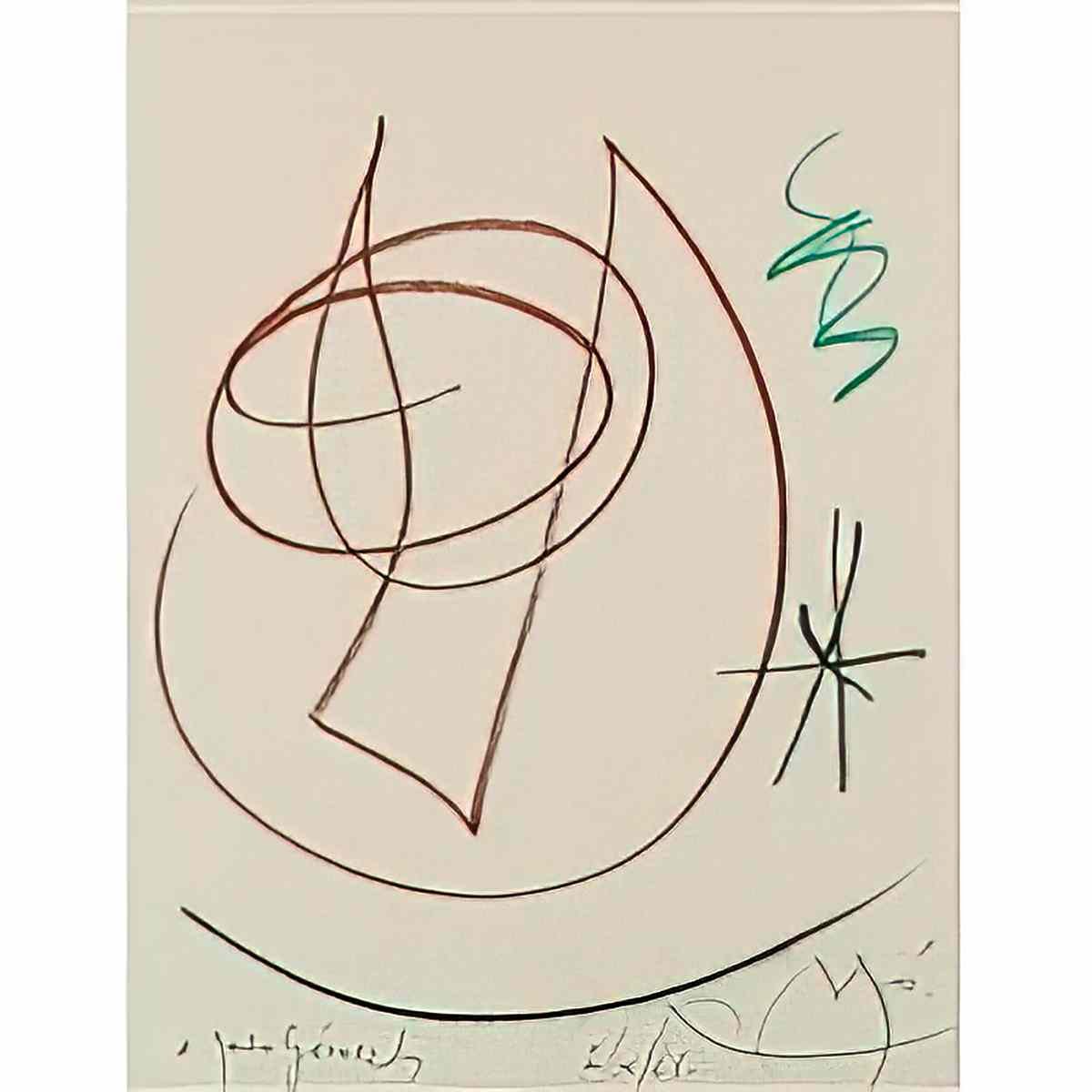 Joan Miro tete et oiseau Art A4 Photo Print