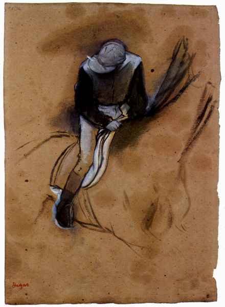 Jockey forward flexed standing in the saddle by Degas A4 Photo Print