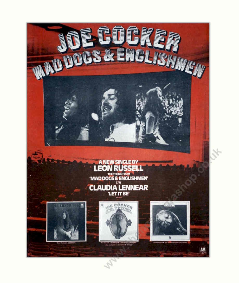 Joe Cocker Maddogs Vintage Retro Advert Poster A4 Photo Print