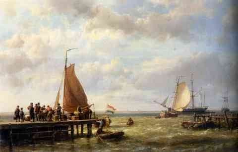 Johannes Hermanus Koekkoek Hermanus Koekkoek Provisioning A Tall Ship At Anchor A4 Photo Print