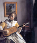 Johannes Vermeer youg woman playing a guitar Art A4 Photo Print
