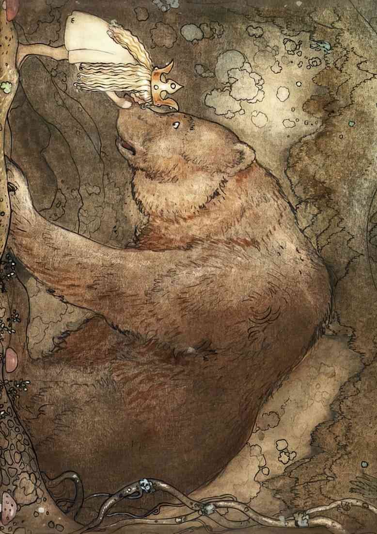 John Bauer she kissed the bear on the nose 2 CROP A4 Photo Print