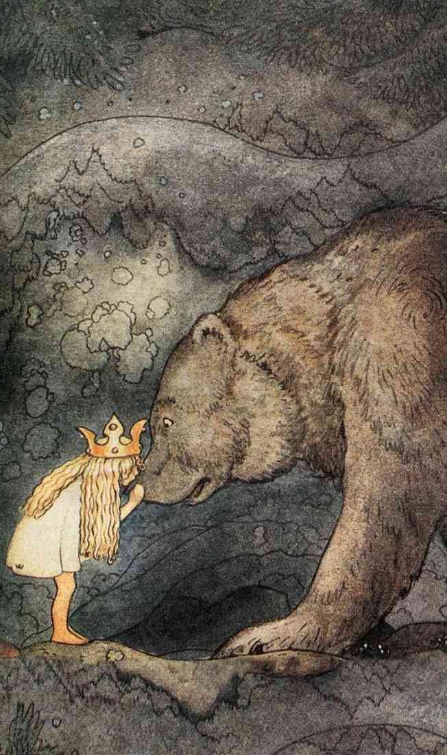 John Bauer she kissed the bear on the nose A4 Photo Print