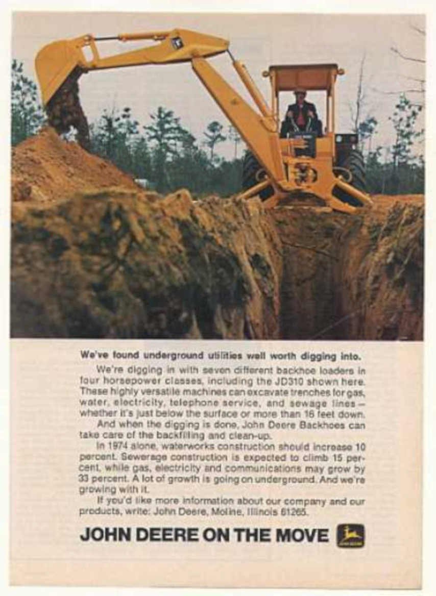John Deere Backhoe 2 Vintage Retro Advert Ads A4 Photo Print