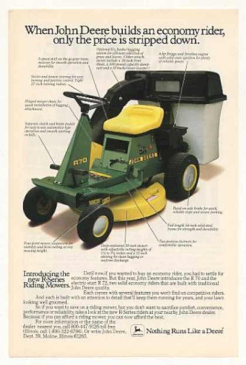 John Deere R70 Vintage Retro Advert Ads A4 Photo Print