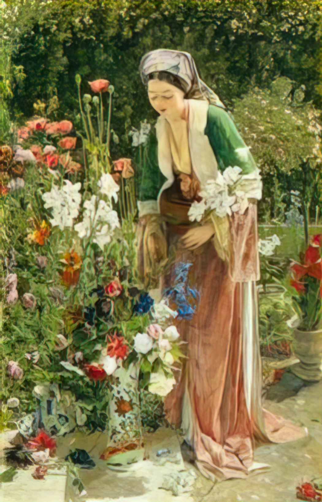 John Frederick Lewis in the beys garden Art A4 Photo Print