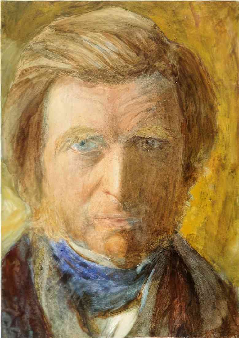 John Ruskin self portrait with blue neckcloth 1873 A4 Photo Print