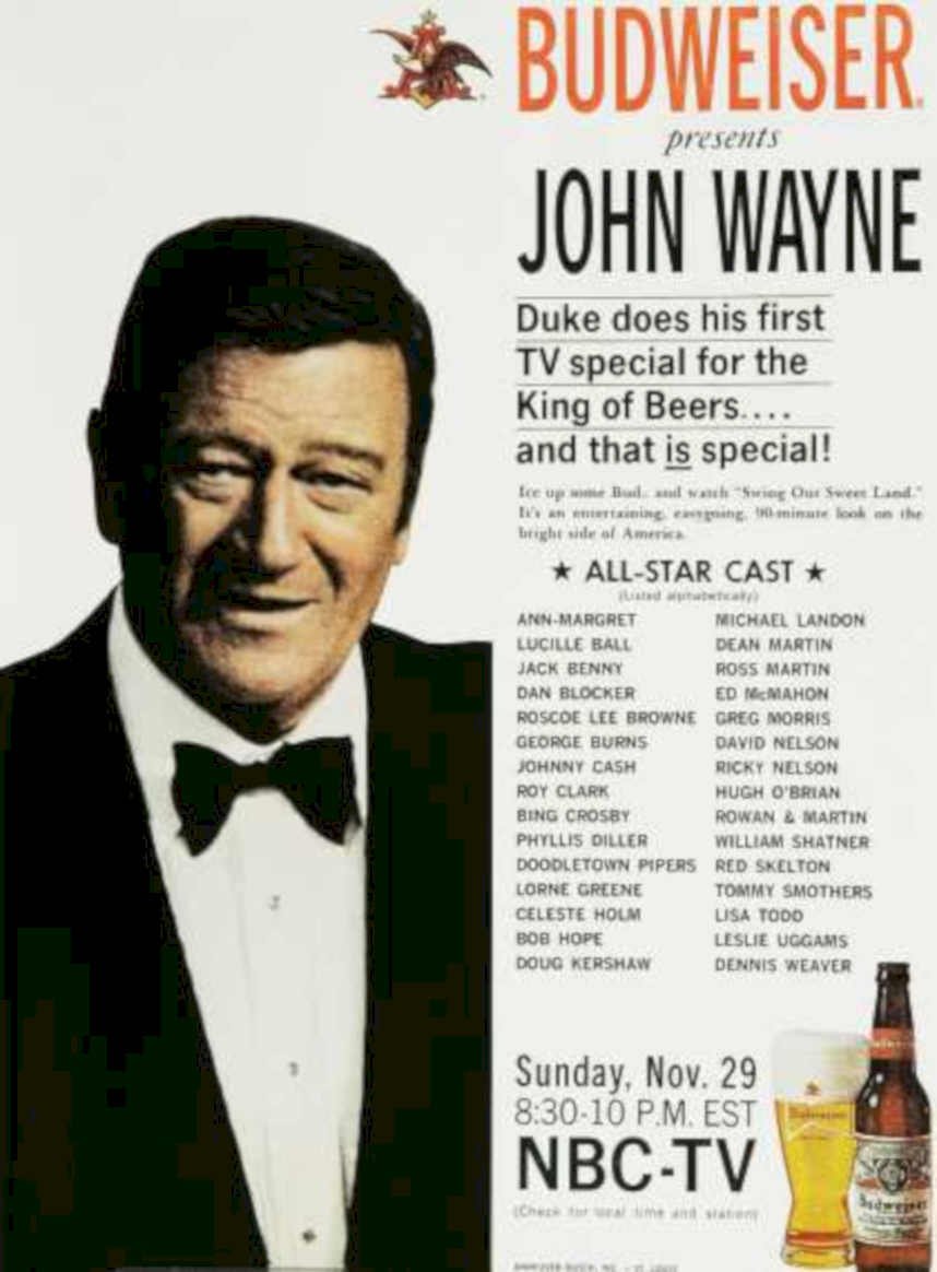 John Wayne Budweiser Vintage Retro Advert Ads A4 Photo Print