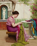John William Godward A Stitch in Time Vintage Illustration A4 Photo Print
