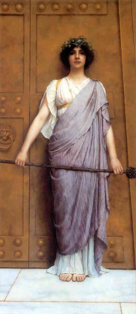 John William Godward At the Gate of the Temple The Priestess of Bacchus 1898 A4 Photo Print