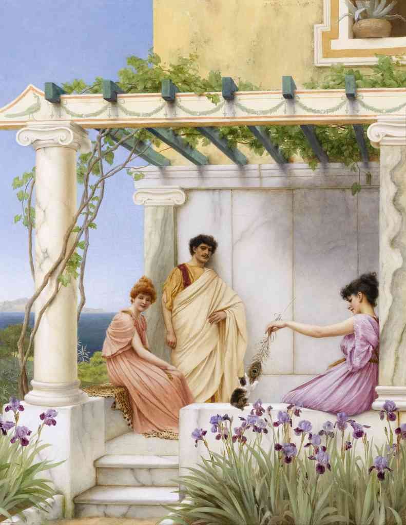 John William Godward Playtime Vintage Illustration A4 Photo Print