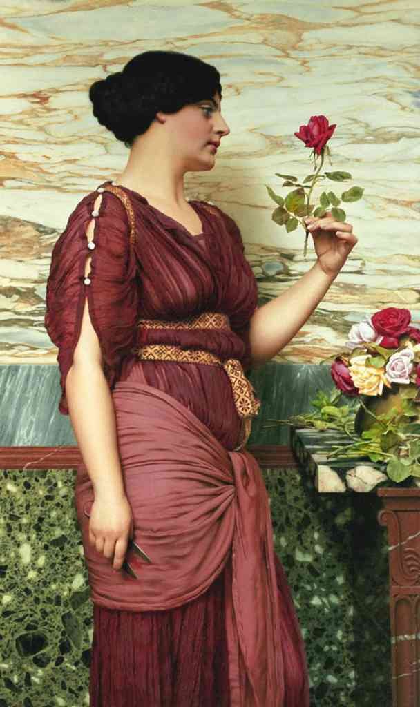 John William Godward Red Rose Vintage Illustration A4 Photo Print