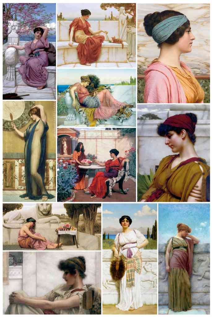 John William Godward godward montage 2 Vintage Illustration A4 Photo Print