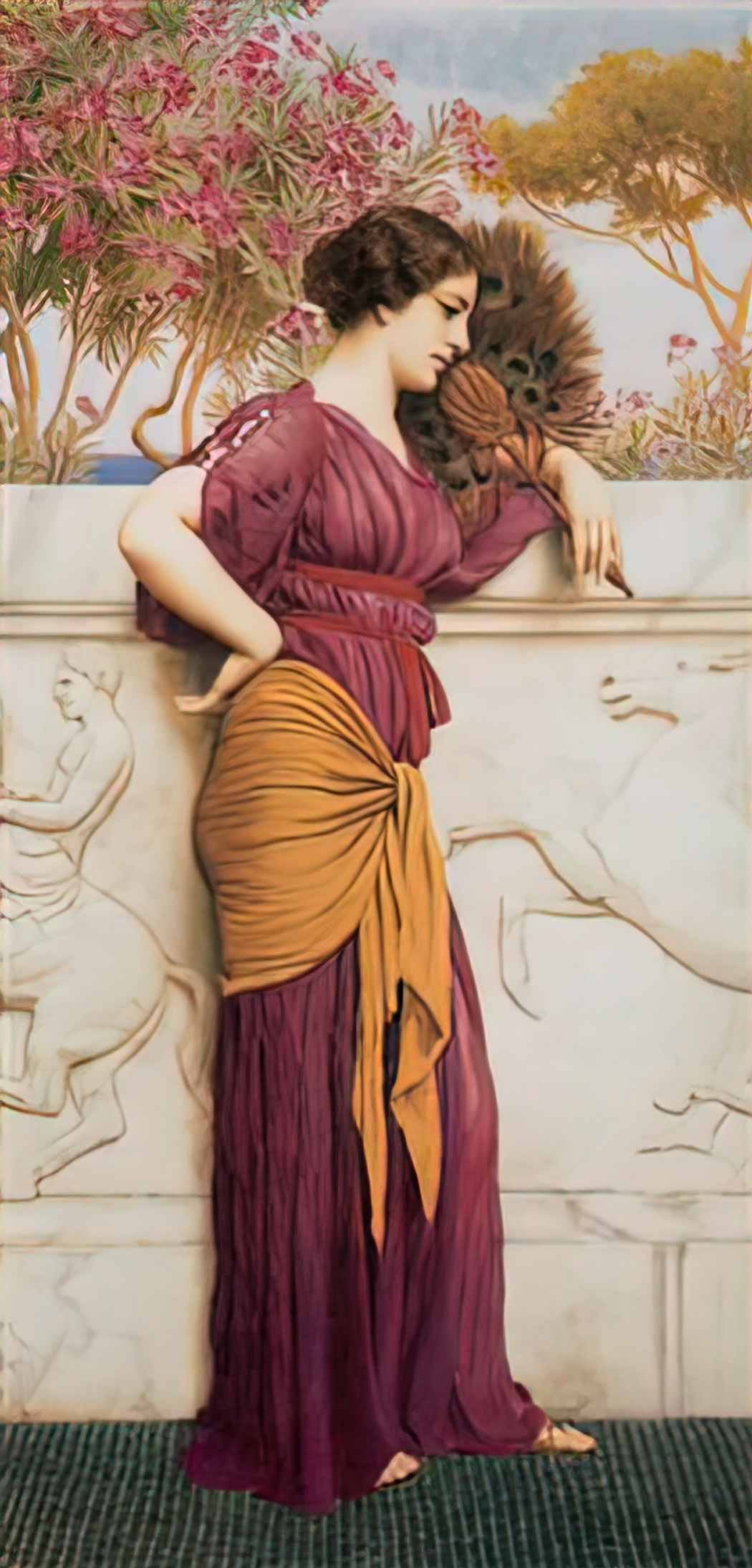 John William Godward the peacock fan 1912 Art A4 Photo Print