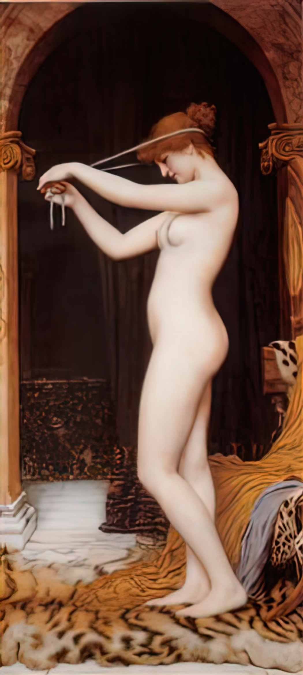 John William Godward venus binding her hair 1897 Art A4 Photo Print