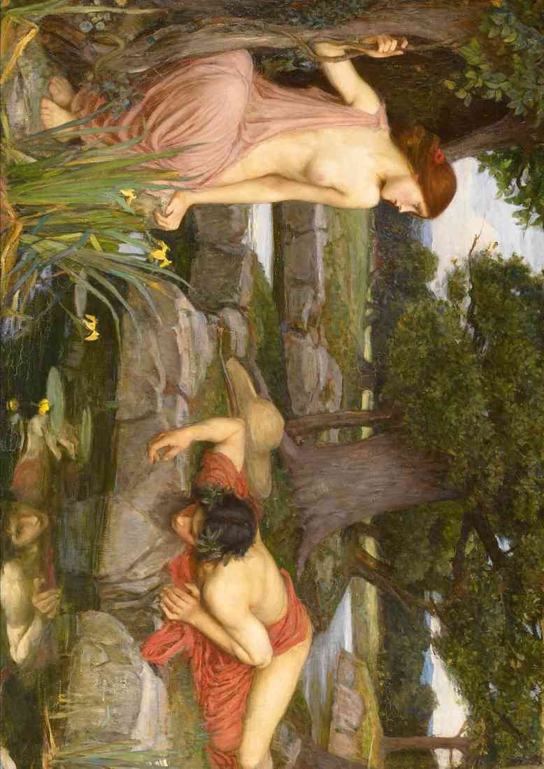 John William Waterhouse Waterhouse Echo And Narcissus CROP A4 Photo Print