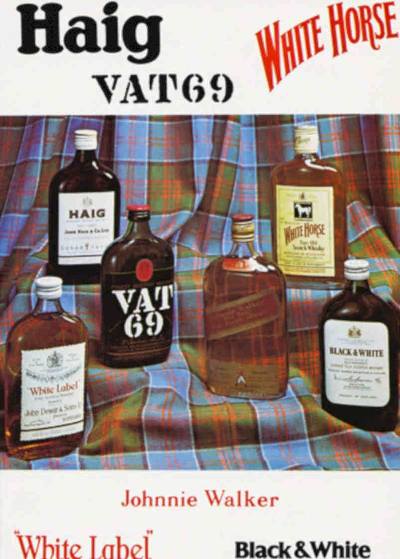 Johnnie Walker Bottles Vintage Retro Advert Poster A4 Photo Print