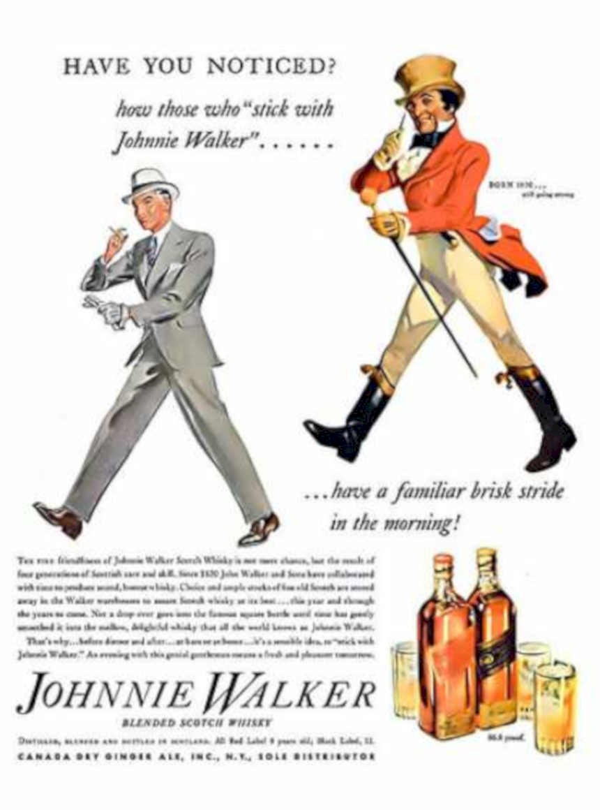 Johnnie Walker Walking Vintage Retro Advert Ads A4 Photo Print