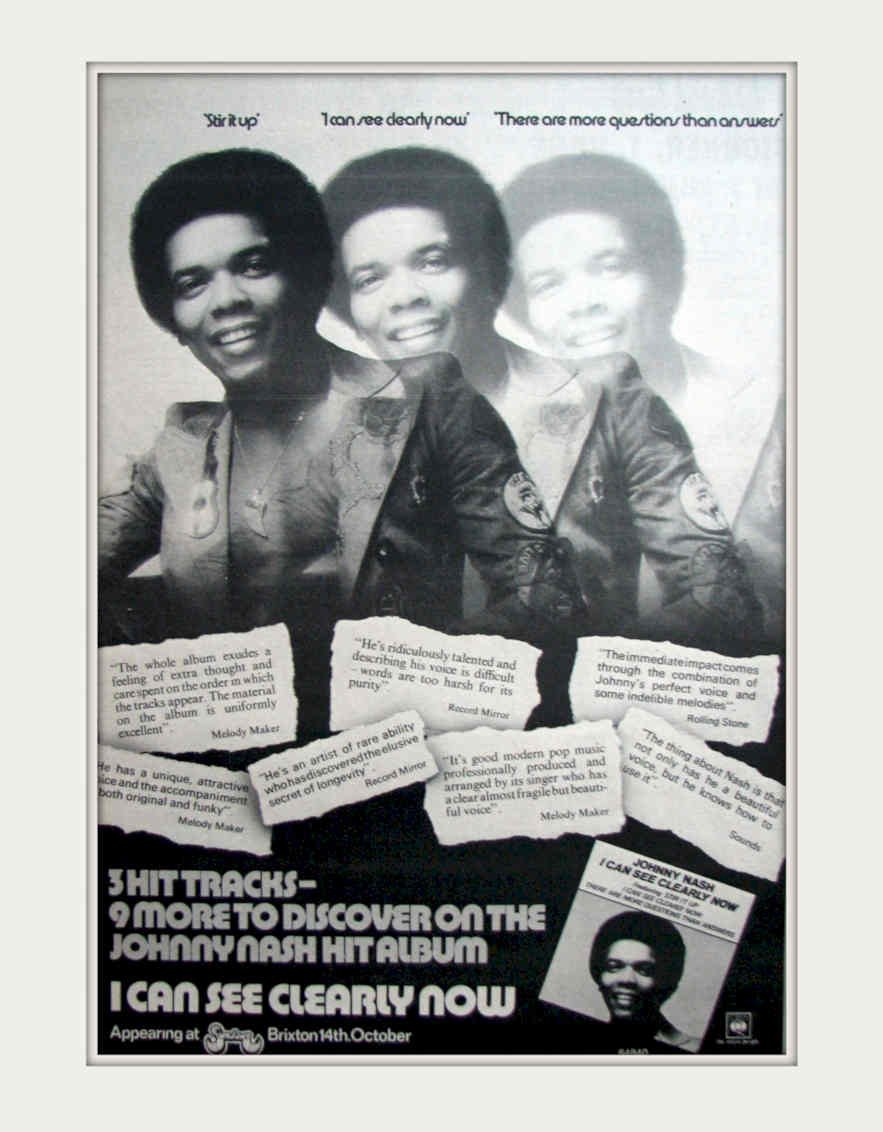 Johnny Nash Clearly Vintage Retro Advert Poster A4 Photo Print